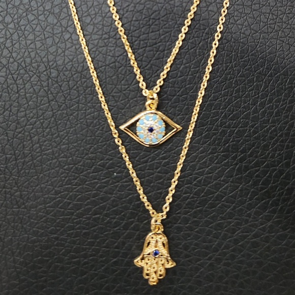 Layered Evil Eye Duo Necklace - Picture 5 of 6